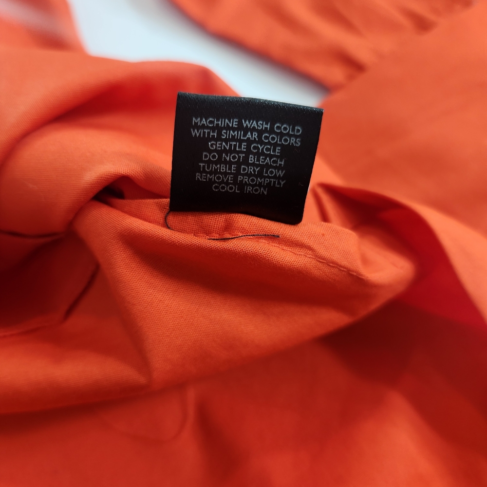 Natori Women's Collared Tunic Blouse Size S Cotton Poplin Tie Front Orange 01 - Picture 9 of 16